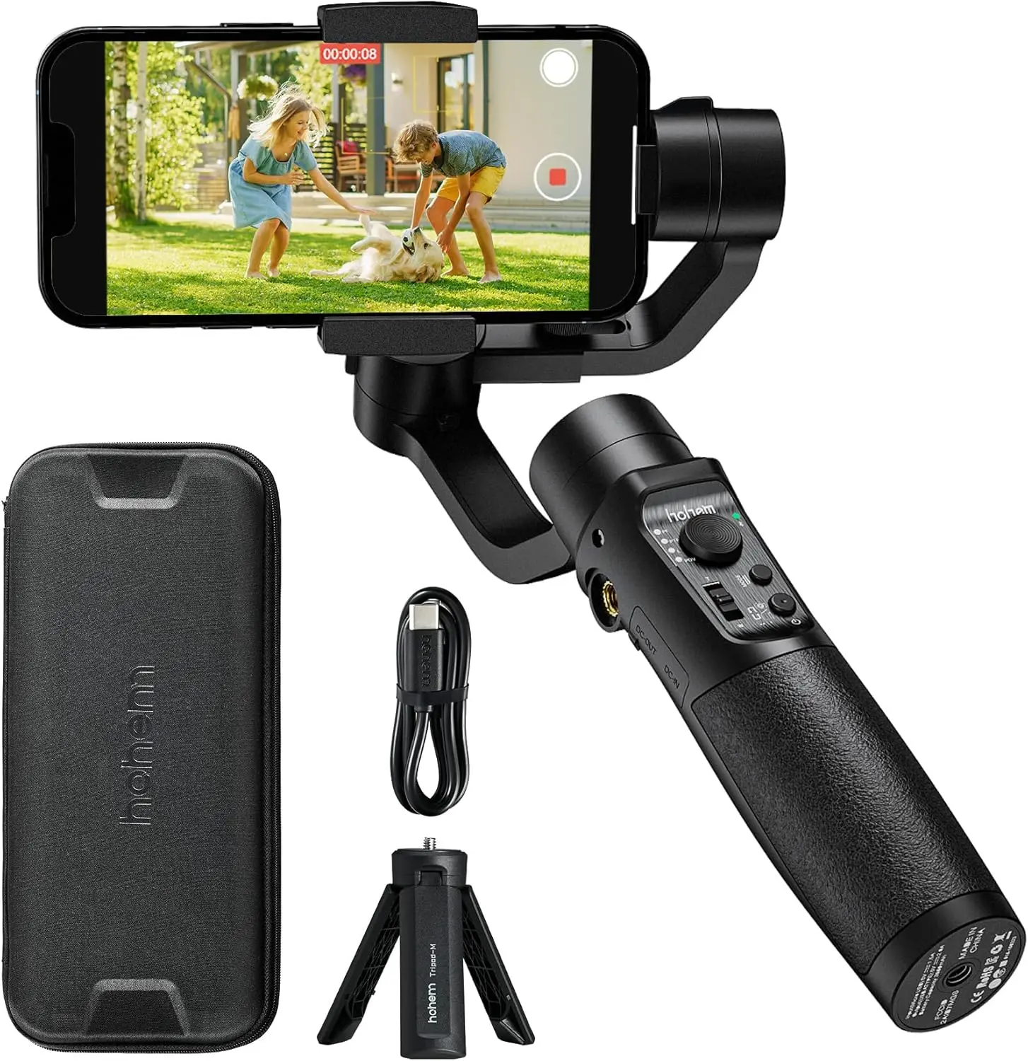 Stabilisateur de smartphone à 3 axes pour iPhone 15/14/13/12, Android, avec ultra grand angle et 600° °   Rotation