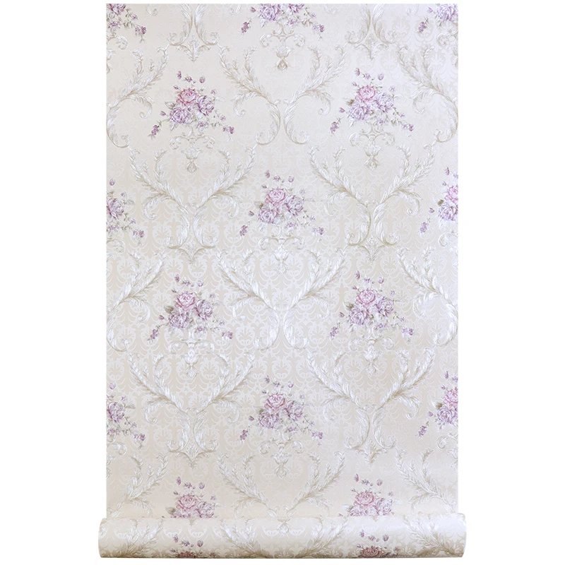 

Purple 3d Embossed Damask Wallpaper Flower Bedroom Living room Background Floral Pattern Textured Wall Paper Home Decor