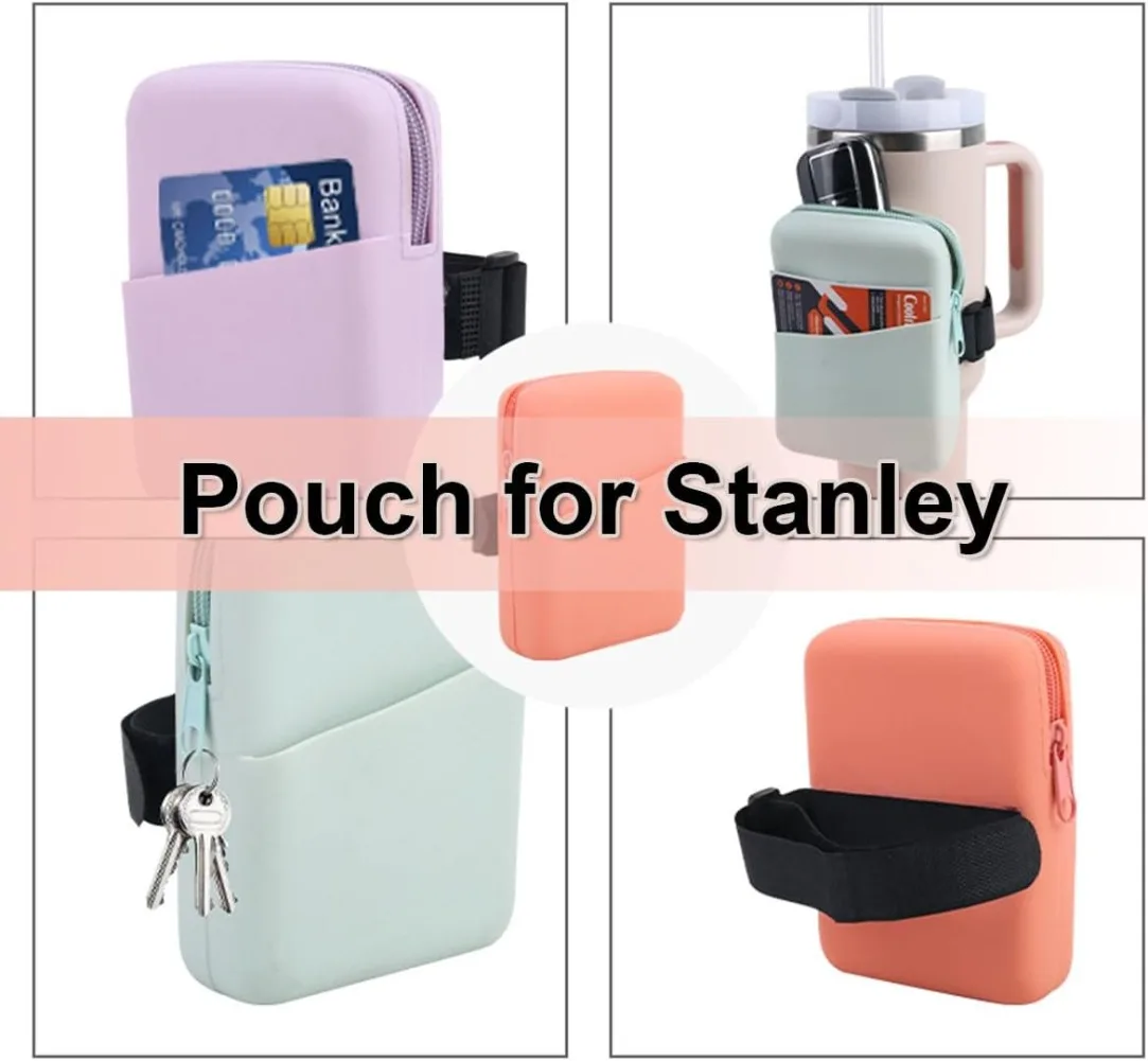 Water Bottle Silicone Pouch for Stanley Tumbler 20-30-40oz Accessories Compatible with Stanley Fanny Sports Storage Shoulder Bag