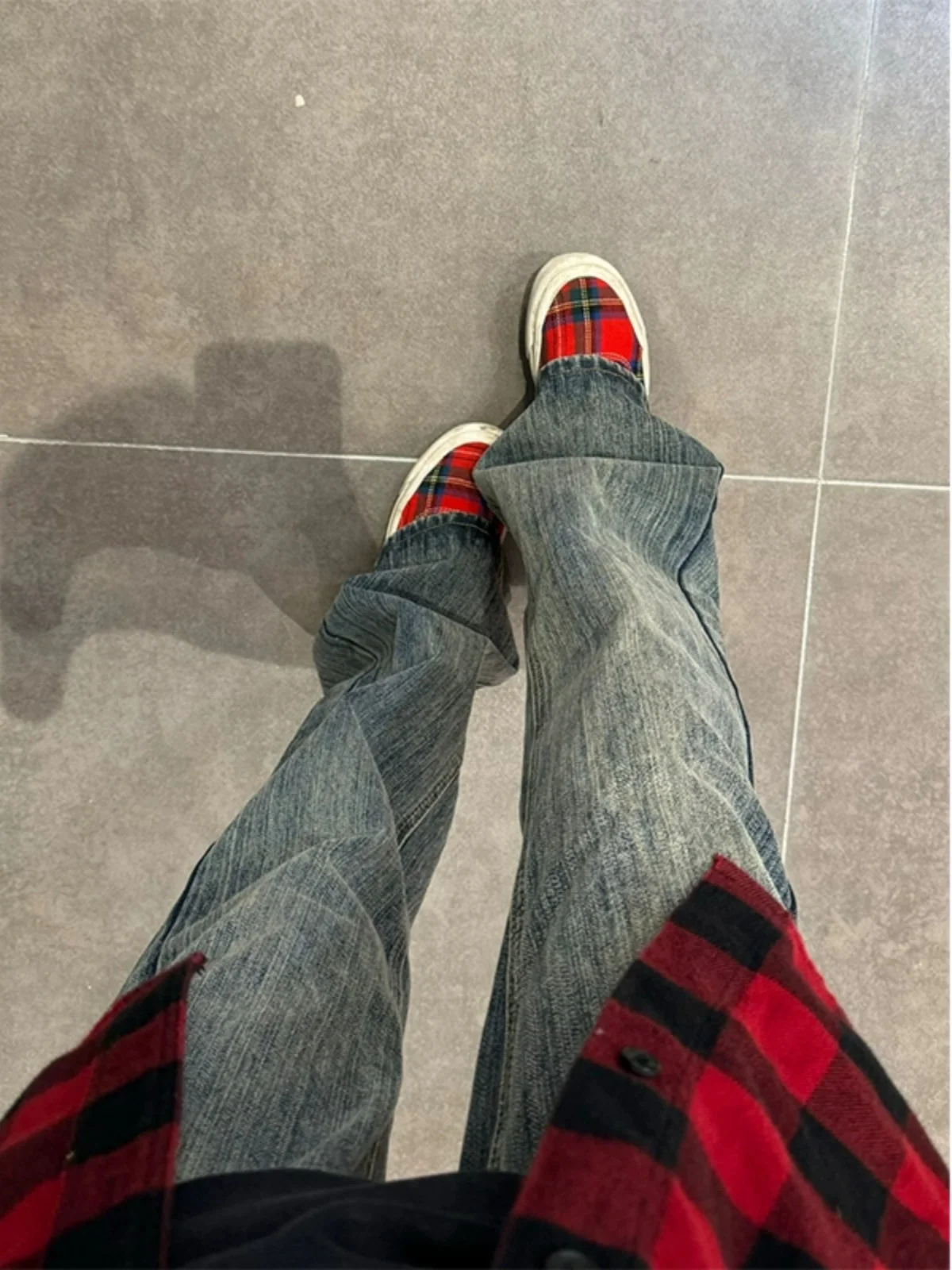 

American Vibe Men's Spring Autumn Loose Straight Leg Jeans Bamboo Texture Waed out Denim Trendy Youth Wear Cotton Polyester...