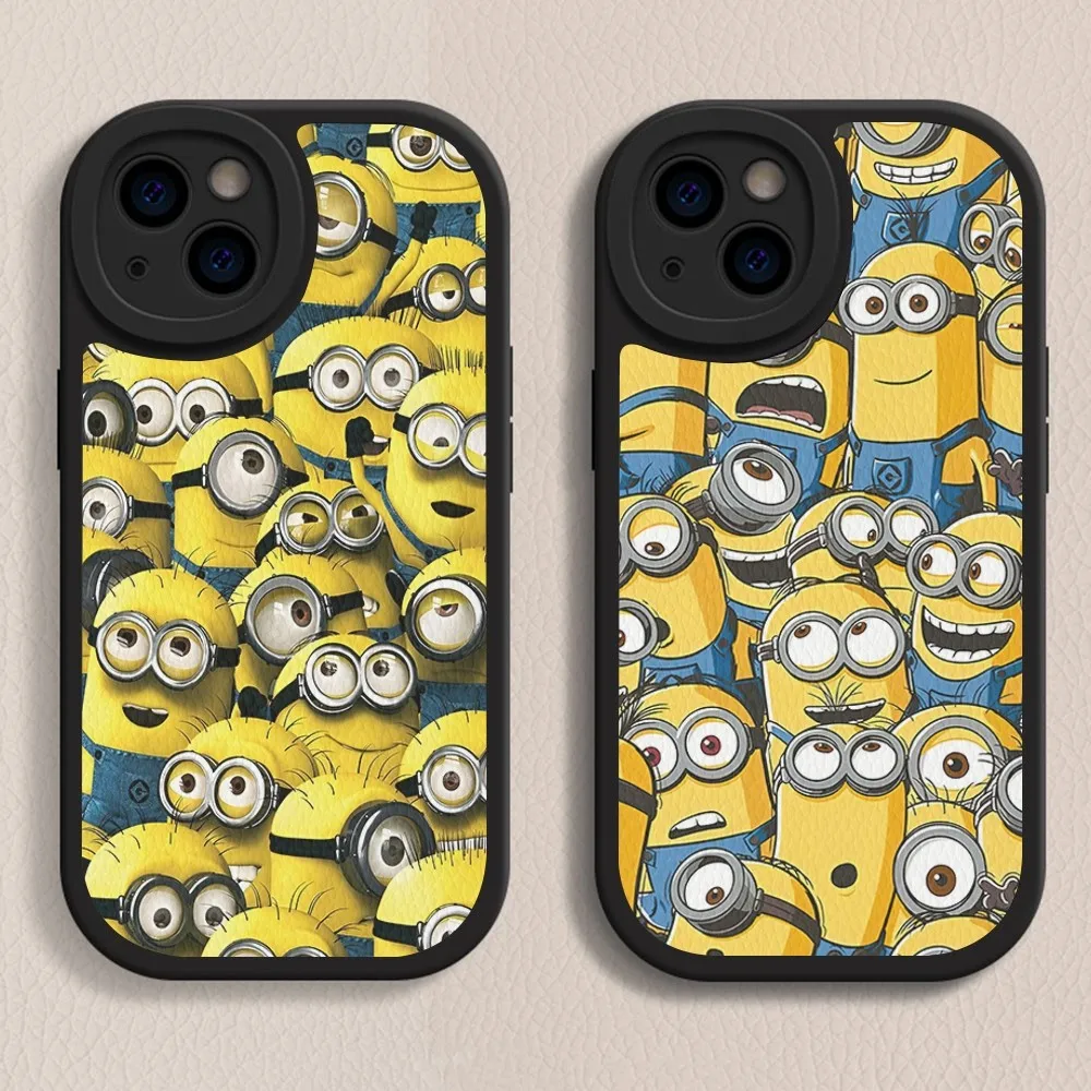 Cartoon Lovely Cute M-Minions Mousepad Hard Leather For iPhone 14 13 12 Mini 11 14 Pro Max Xs X Xr 7 8 Plus Fundas