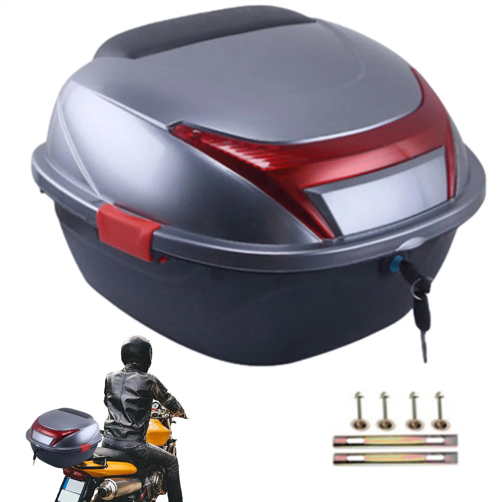 Motorcycle Trunk Box Motorbike Trunk Storage Top Carrier Ergonomic Case Ergonomic Luggage Case With Built-in Base For Storing
