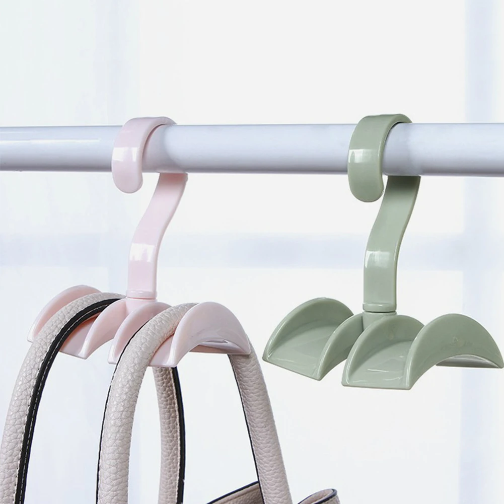 360-degree Rotation Closet Organizer Rod Hanger Handbag Storage Purse Hanging Rack Holder Hook Bag Clothing Hanger