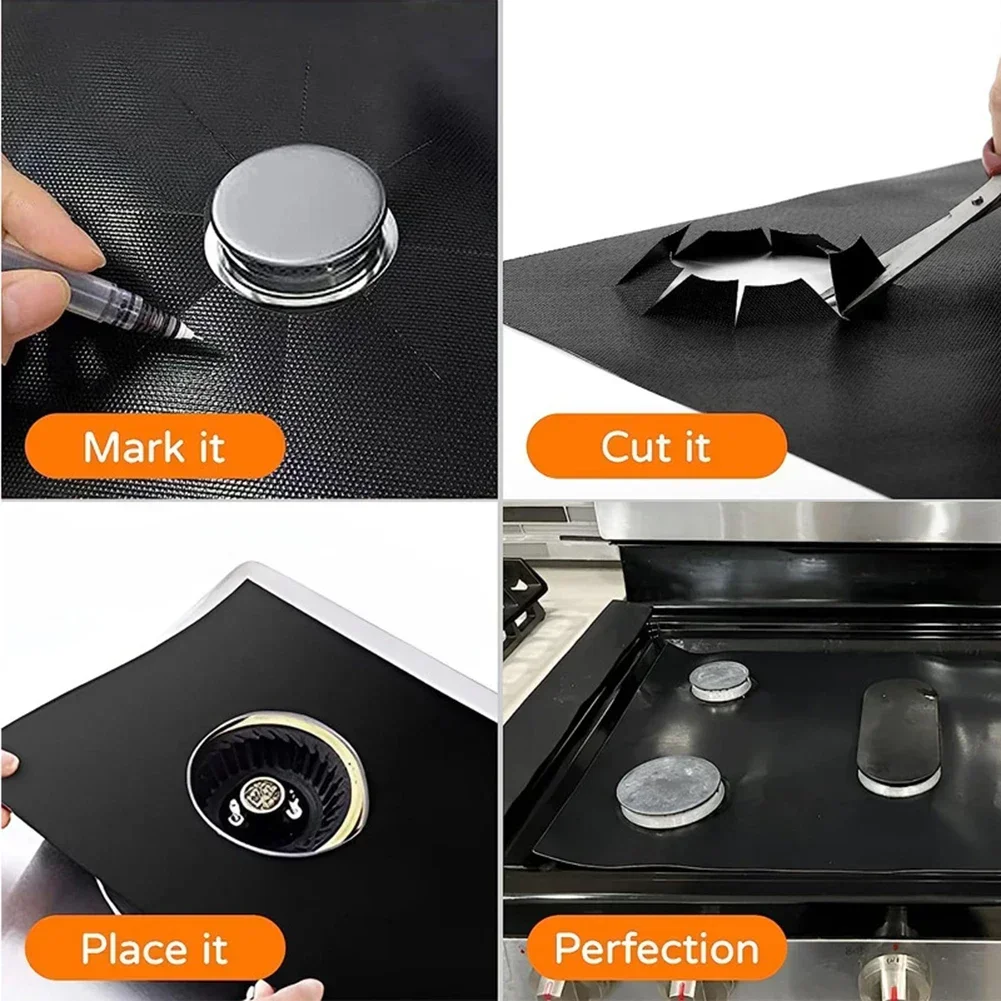 5-Hole Gas Stove Pad Protective Cover Kitchen Cleaning Anti-dirty Non-stick Pad Reusable Stovetop Scratch Protector Pads