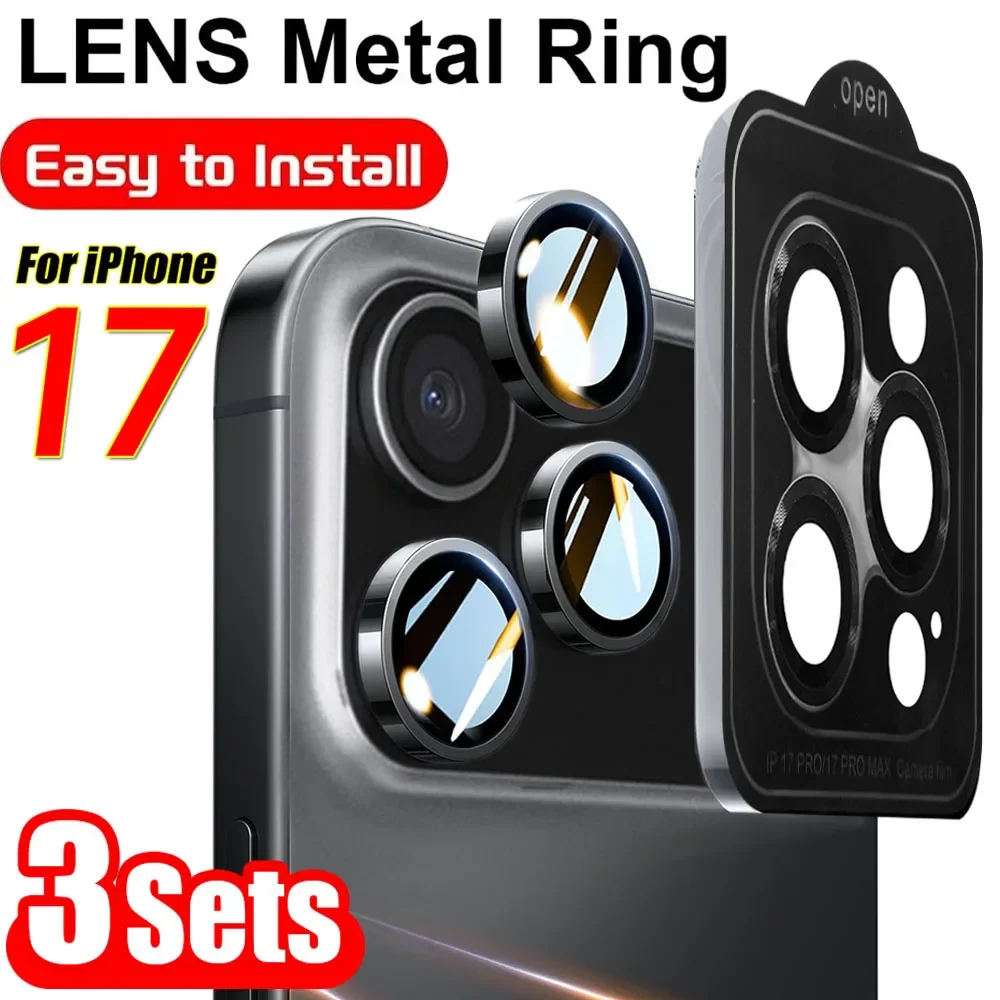

Easy Installation Lens Protector for iPhone 17 Pro Max 17 Air Camera Metal Ring HD Tempered Glass Anti-Scratch Protective Film