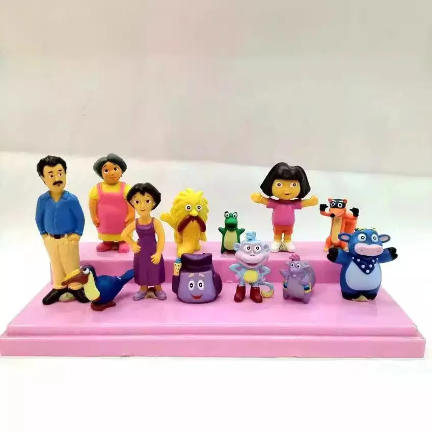 12pcs/Set Anime Dora The Explorer PVC Mini GK Model Collection Christmas Toys Action Figure for Children Birthday Xmas Gift