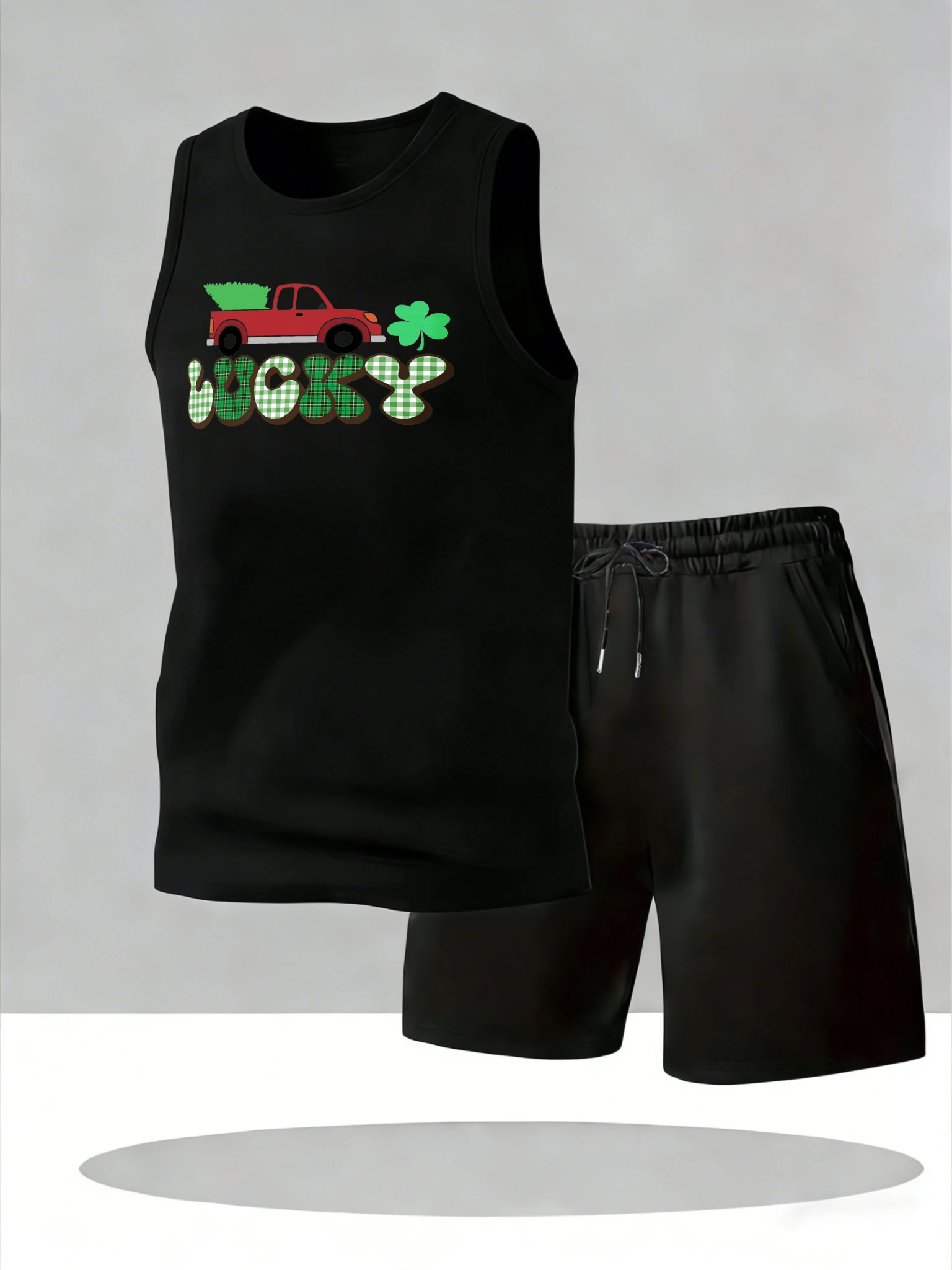 

Men's Tank Top Sets 2026 Summer Quick drying drip clothing running oversize beach crewneck 2 piece set Breathable sports