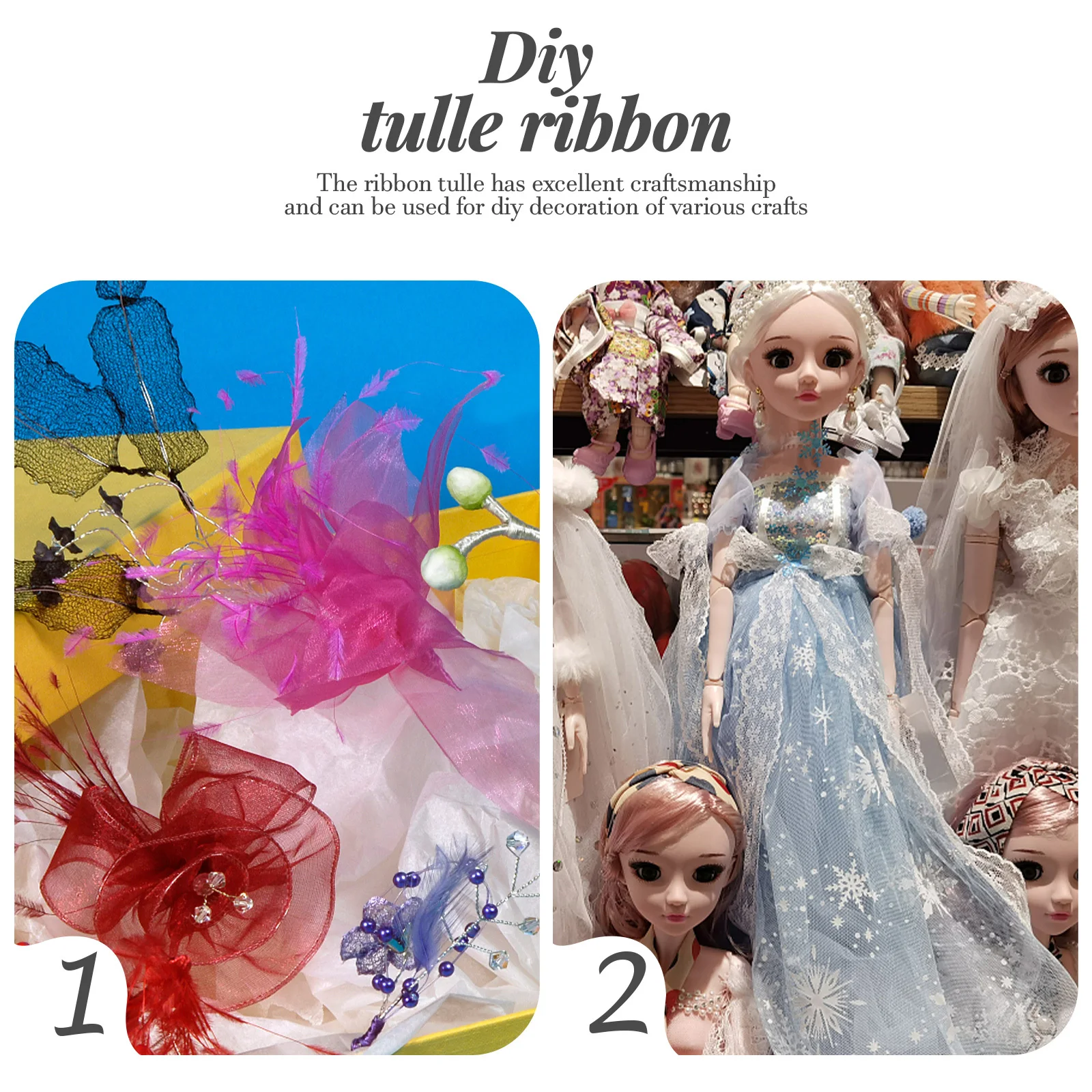 تول النسيج بكرة الشريط براعة رائعة سهلة قطع الانحناء الخياطة فستان DIY بها بنفسك زينة عطلة هدية التفاف