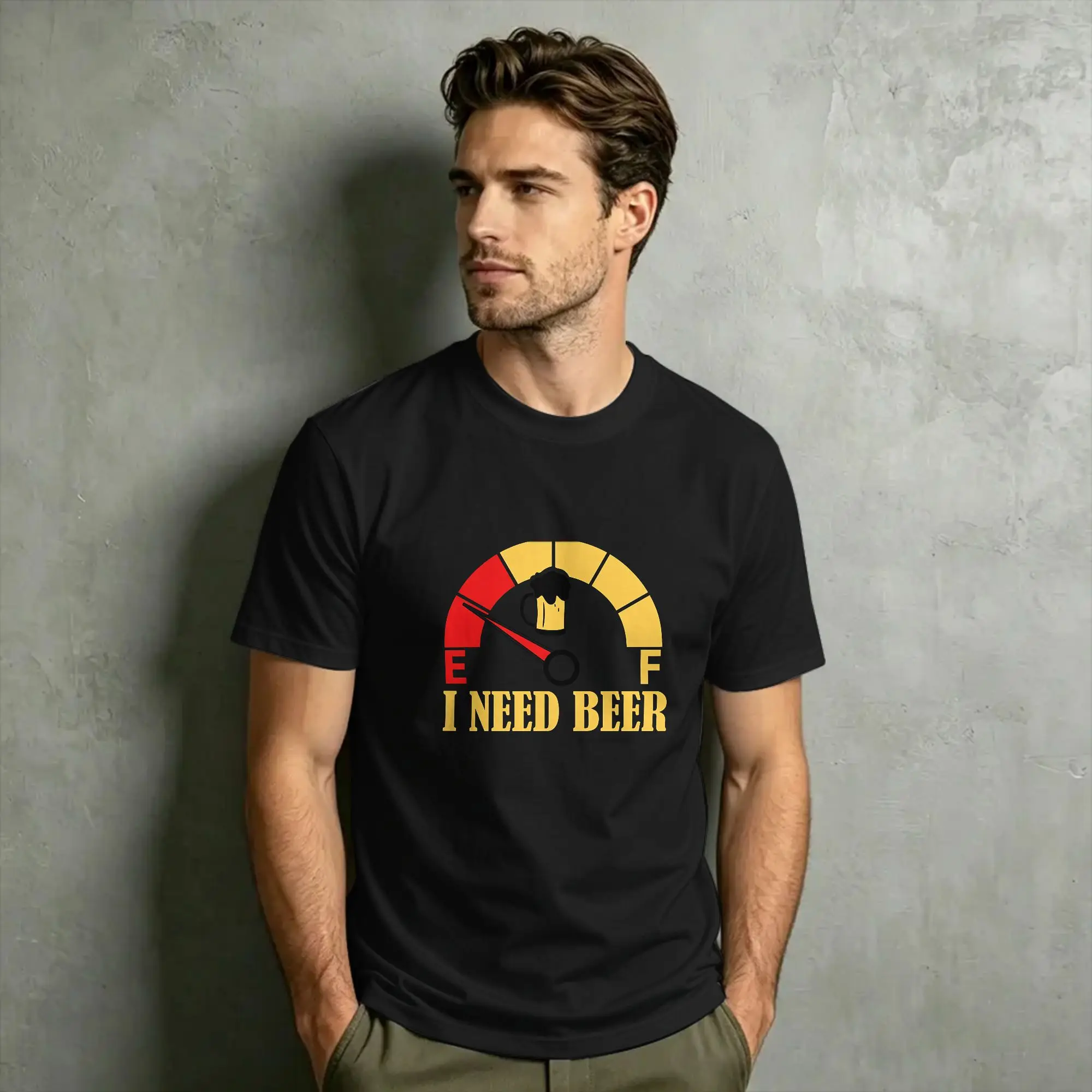 Fuel Gauge I Need Beer T Shirt Summer  Trendy Cool T-Shirts Men Cotton O-Neck Plus Size 5XL Top Tees Short Sleeve Awesome Tops