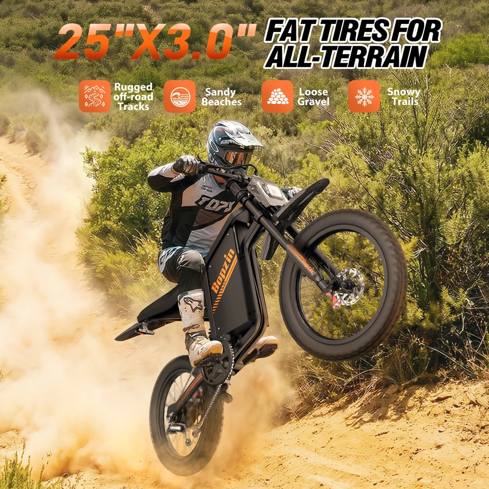 Peak 3000W 60V 35AH Electric Bike for Adults 45 MPH 25x3" Fat Tires Electric-Motorcycle Hydraulic Brakes Full Suspension image 5