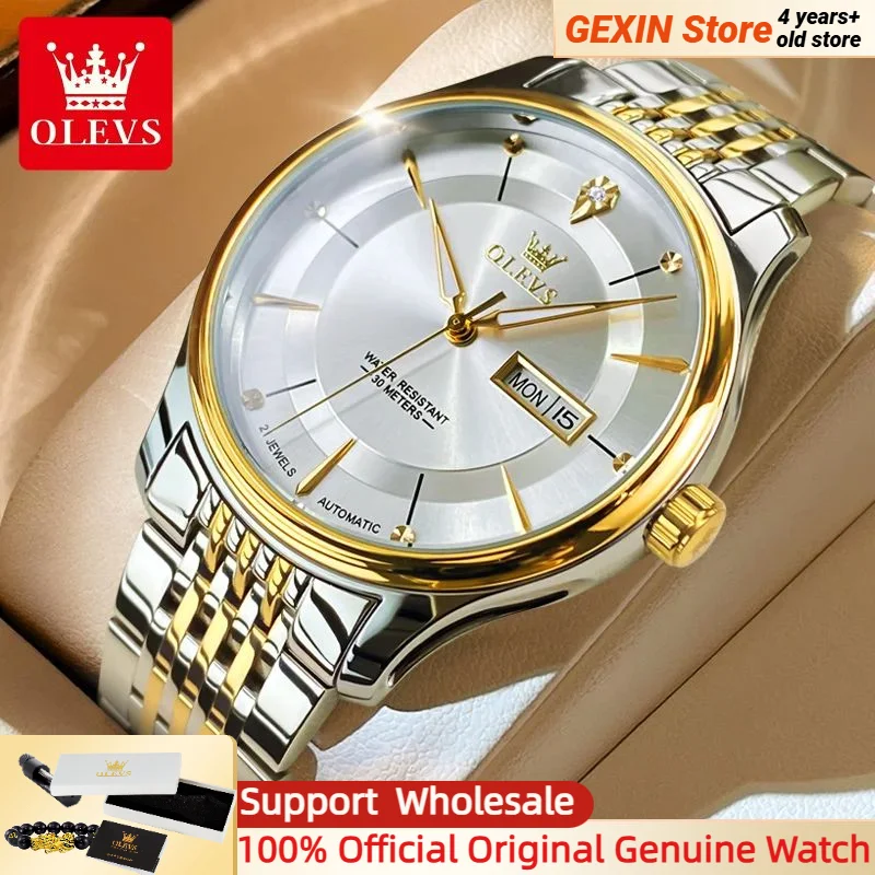 

Original OLEVS Automatic Mechanical Watches for Men Luxury Man Wristwatches Clock Week Date Display Business Wrist Watch New