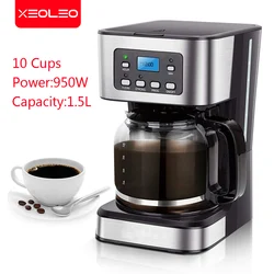 XEOLEO Automatic Coffee Machine Drip Cafe Maker 1.5L Glass Kettle American Espresso Coffee Maker Keep Warm Tea Pot Boiler