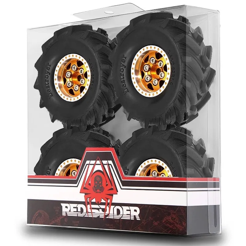 1.0 Beadlock Wielen en Modderbanden Set voor 1/24 1/18 RC Crawler Auto SCX24 TRX4M FCX24M FCX18 TRX4M UTB18