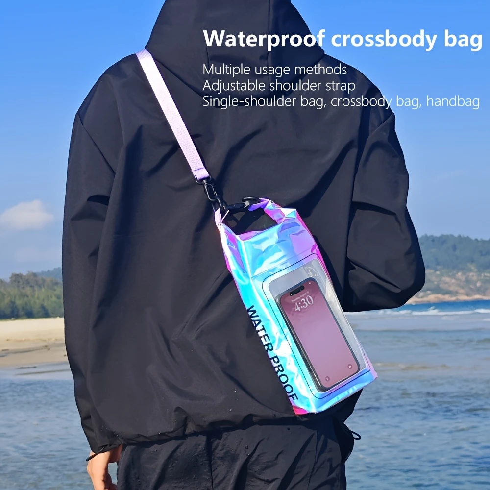 Multi-Use Holographic Waterproof Dry Bag Touchscreen Window Cross Body Bag for Beach Pool Kayaking & Outdoor Activities
