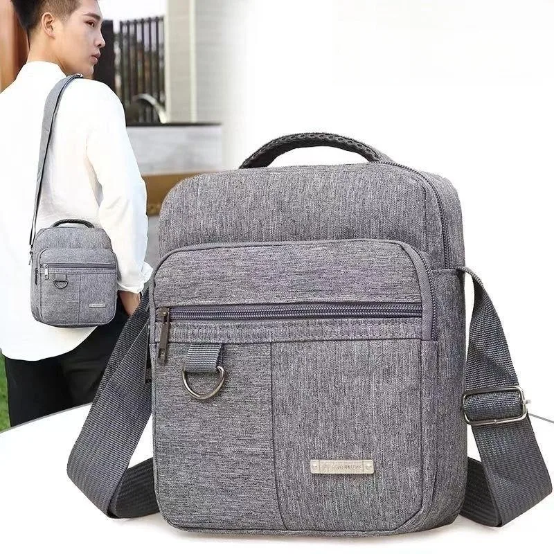 Bolsa de negócios impermeável multifuncional masculina, ombro Messenger Bags, Casual Canvas Travel Bag, Bolsa de armazenamento de cintura sólida