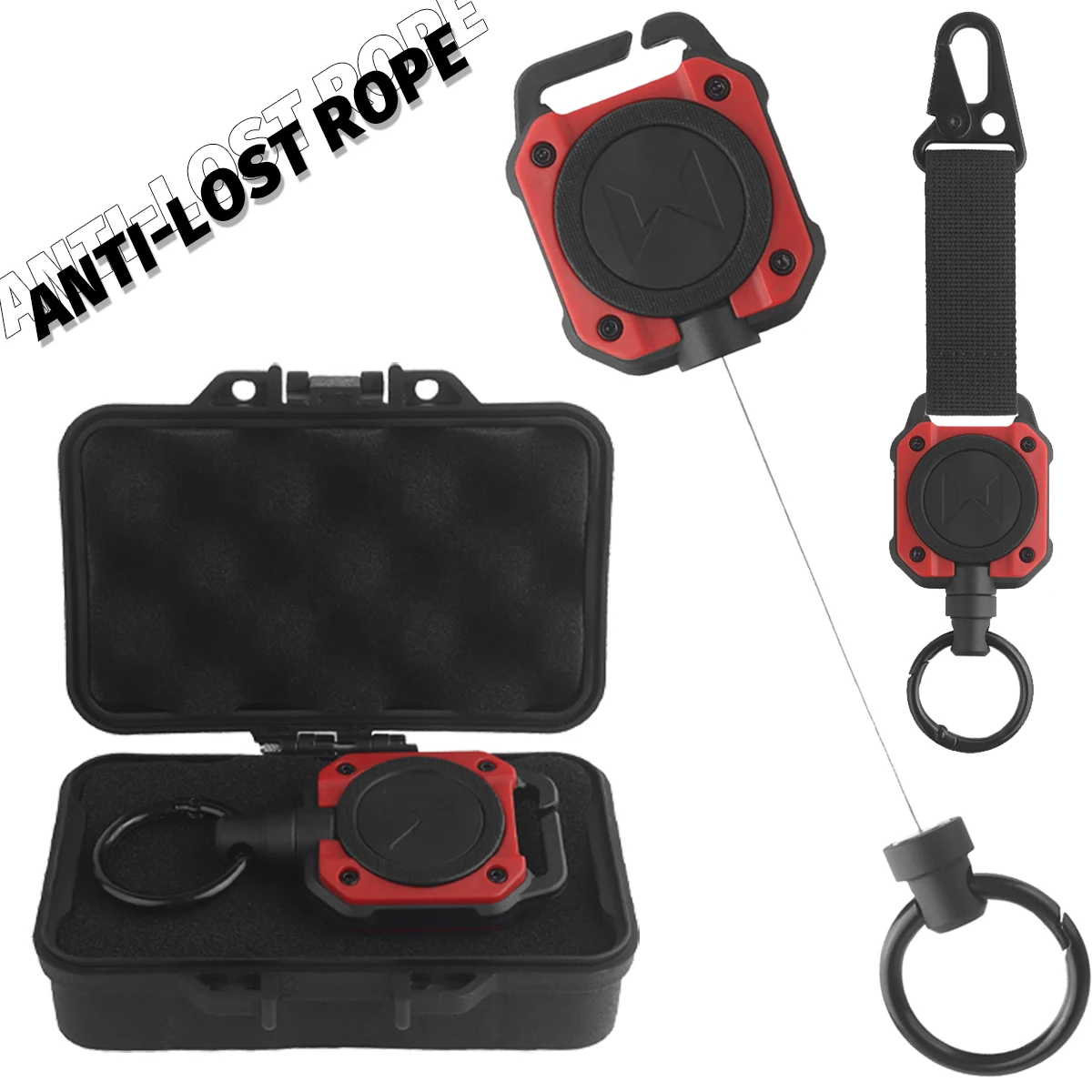 

Tactical Heavy Duty Retractable Pull Badges ID Reel Carabiner Key Chain Steel Wire Rope Buckle Key Holder Outdoor Keychain Tools