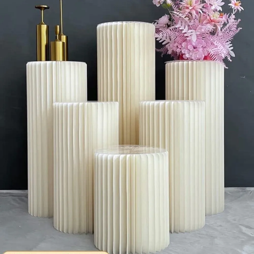Dessert Stand Foldable Roman Pillar Dessert Rack White DIY Cylinder Display Stand Paper Table Columns Wedding Party