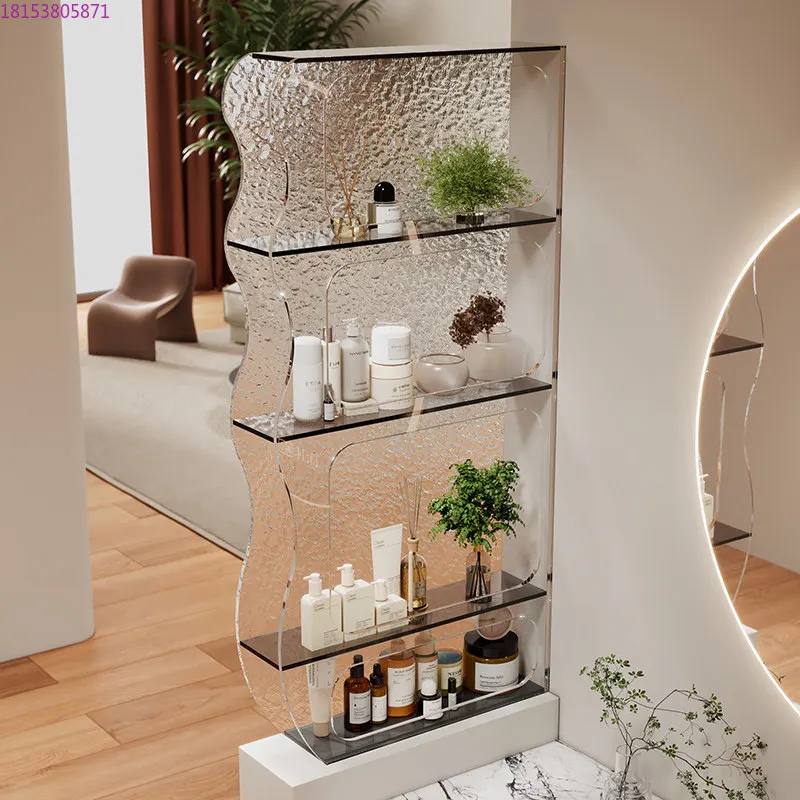 Minimalist modern acrylic half wall hand wash face table partition rack wash table dry and wet separation