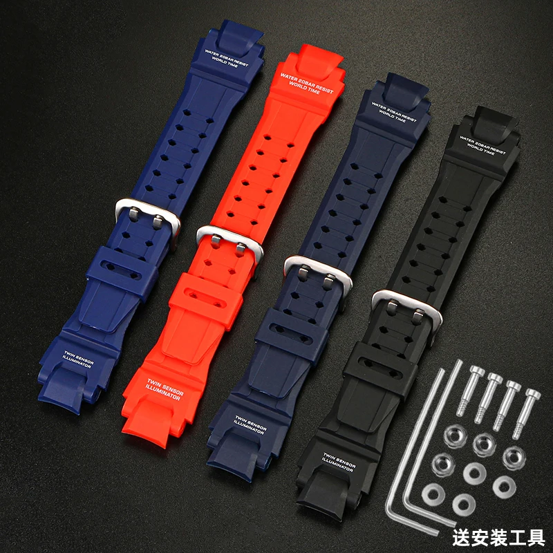 For CASIO GA-1000 GA1100 GW-A1000 GW1100 GW4000 high-quality Resin rubber silica gel watch strap orange red blue black watchband