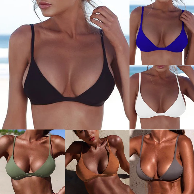 8 Color Black Solid Sexy Bikini Top 2027 New Women Swimwear Cup Bra Padded Swimsuit Bathing Suit Beachwear Female Top Bikini Set