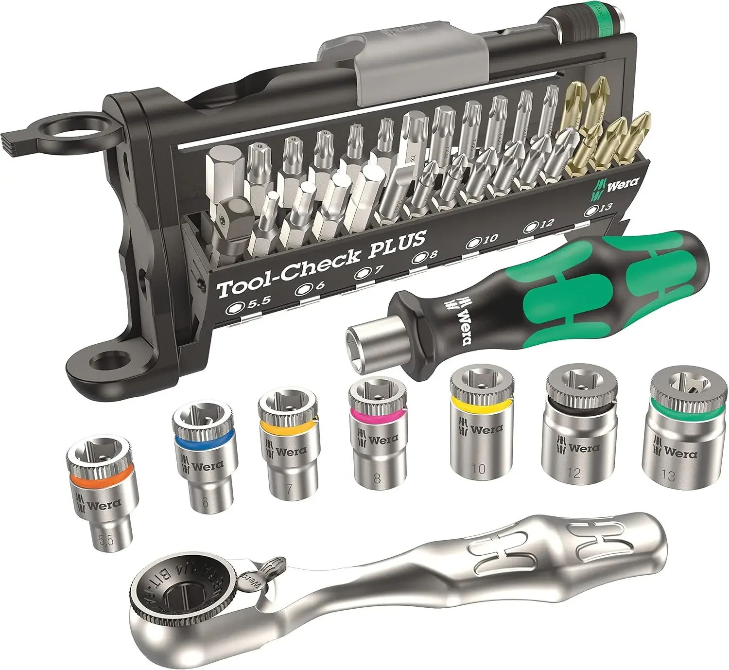 Wera 056490 Tool-Check Plus Bit Ratchet Set with Sockets - Metric