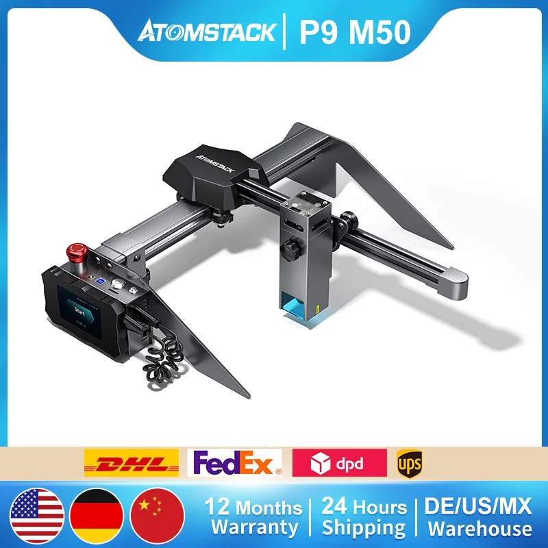 ATOMSTACK P9 M50 50W Laser Engraving Cutting Machine 10W Optiacl Power Offline Engraving Wood Acrylic Cutting Fixed-Focus