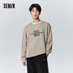 Semir Sweatshirt Men Winter Fashionable Embroidered Couple Look Leisure Drop Shoulder Pullover Knitted Top Slightly Loose