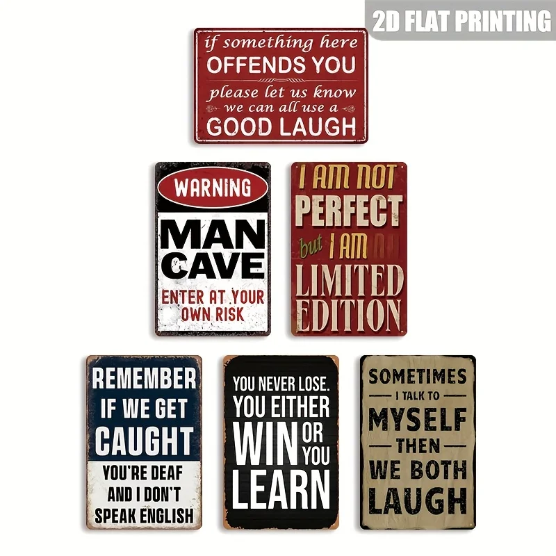 

6 шт. юмористические саркастические забавные винтажные жестяные металлические вывески, ретро настенный декор для мужской пещеры, фермерского дома, ванной комнаты, кухни, общежития,