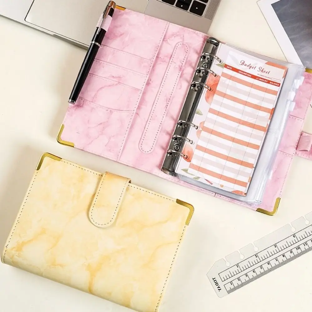

Marbling Money Saving Binder Waterproof PU Money Planner with Protective Corner A6 Savings Challenges Book Home Use