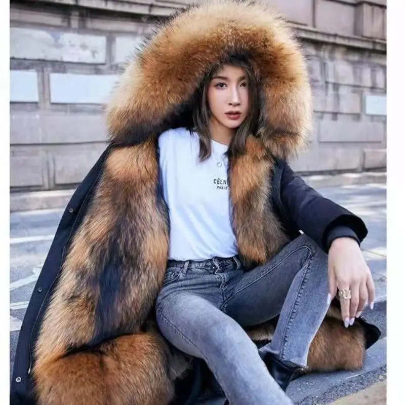 Women's Coat Thickened Warm Winter Detachable Female Plush Liner Faux Fur Coats Oversize Parka Korean Fashion Commute Wholesale