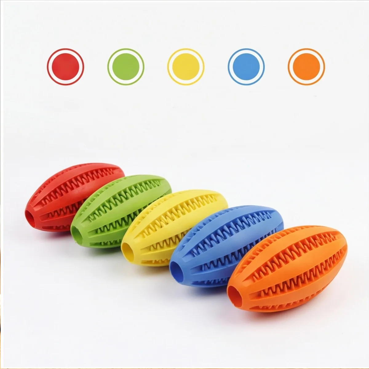 1 Pc Dog Treat Dispenser Toy Set Rubber Ball & Rugby Shape Chew Toys Interactive Dental Cleaning Puzzle For Medium Large Dogs
