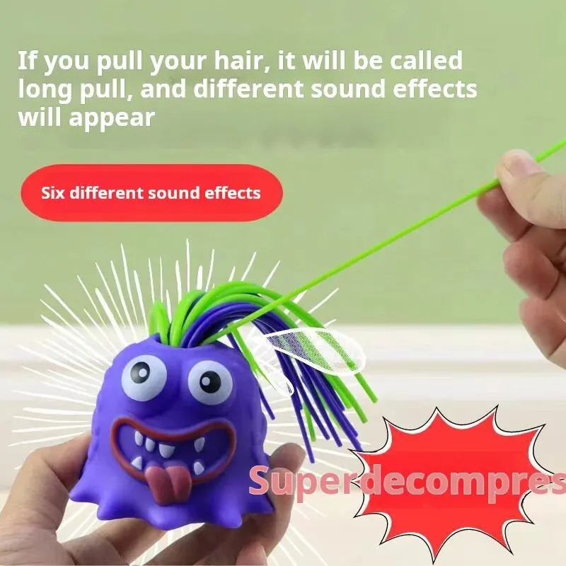 1pc Hair Pulling Toy Pulling Hair Will Make A Little Monster Relieve Stress Scream And Vent Toy No Battery