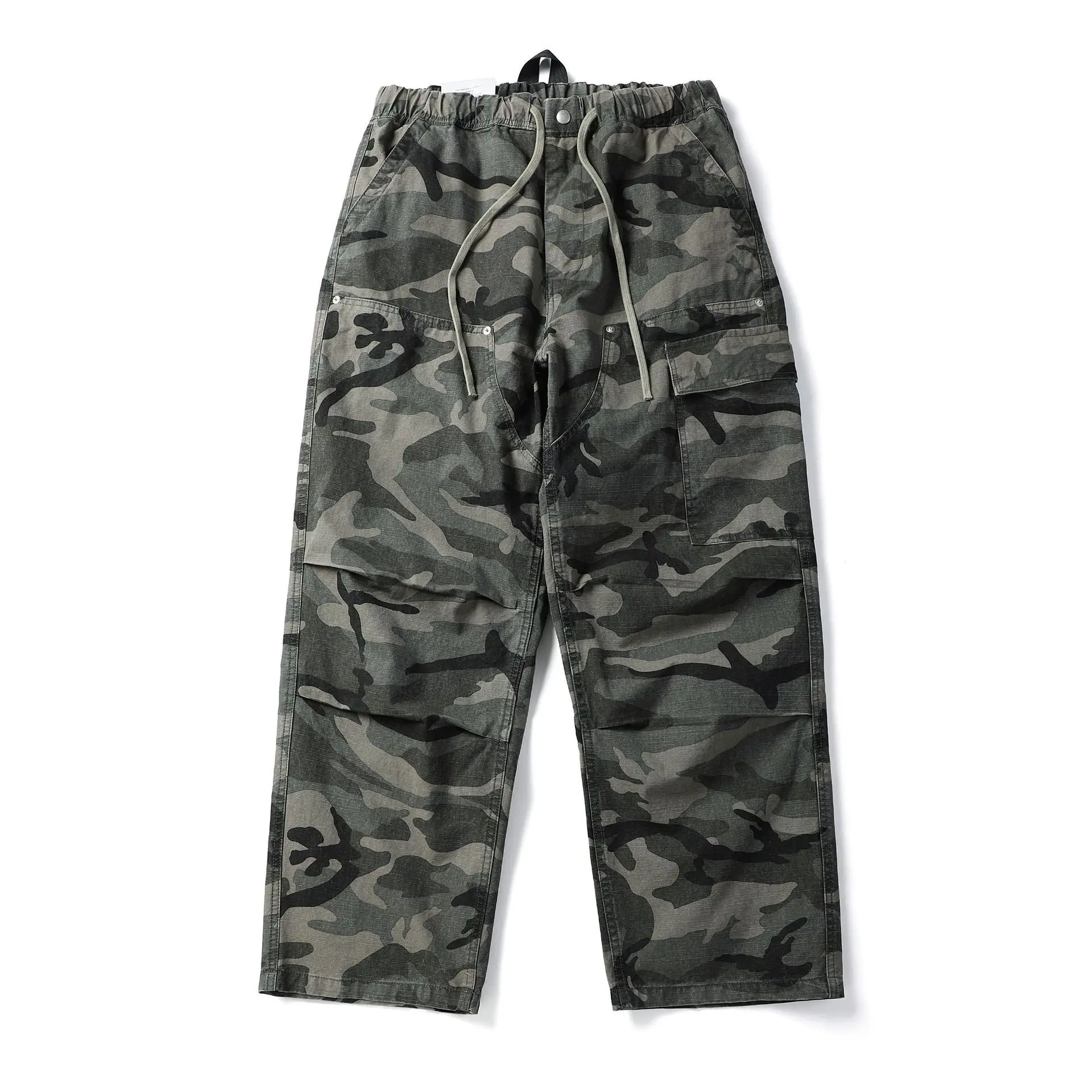 

Streetwear Vintage Paratrooper Cargo Pants - Men's Camo Military Workwear Trousers Oversized Relaxed Fit for Spring/Fall Outdoor