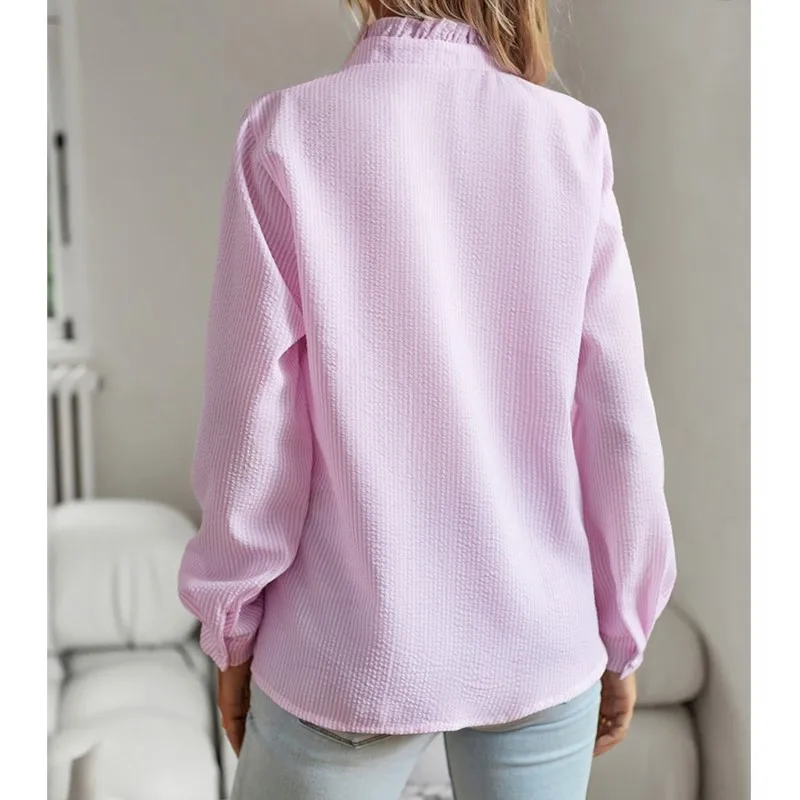 Mode nouvelles femmes élégant bureau chemise à manches longues haut casual confort Simple chemise Blouses hauts pour femmes femmes vêtements