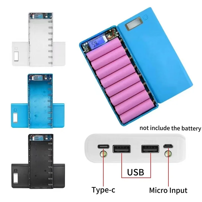 8*18650 Battery Holder Dual USB Power Bank Battery Box Mobile Phone Charger DIY Shell Case Charging Storage Case New 2024