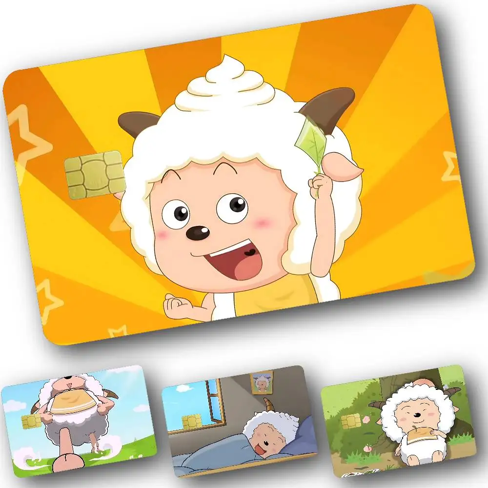 

Cute Lazy Goat Card Stickers Cartoon Decorative Small Waterproof Chip 4PCS Card Sticker New Anti-Scratch