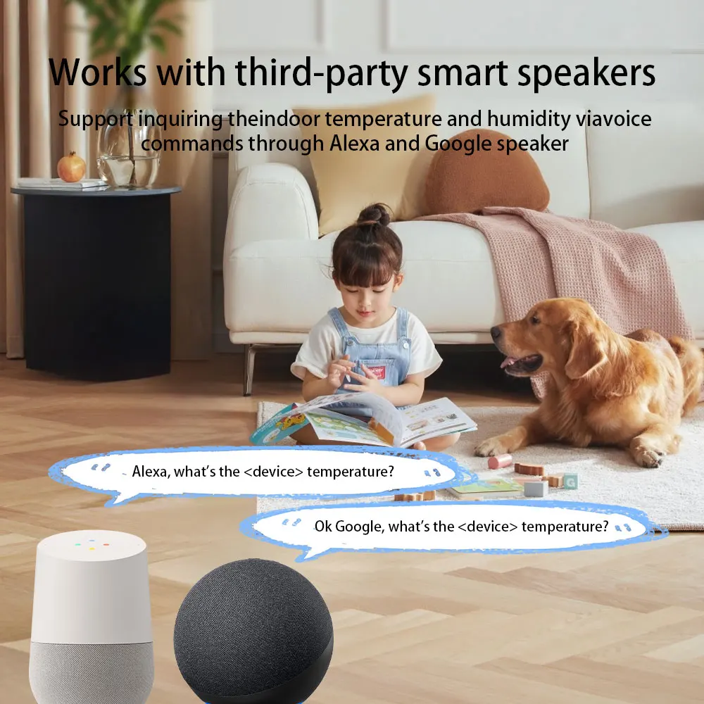 Tuya WiFi مستشعر درجة الحرارة والرطوبة مقياس حرارة متصل بالمنزلي متوافق مع Smart Life Alexa Google Assistant
