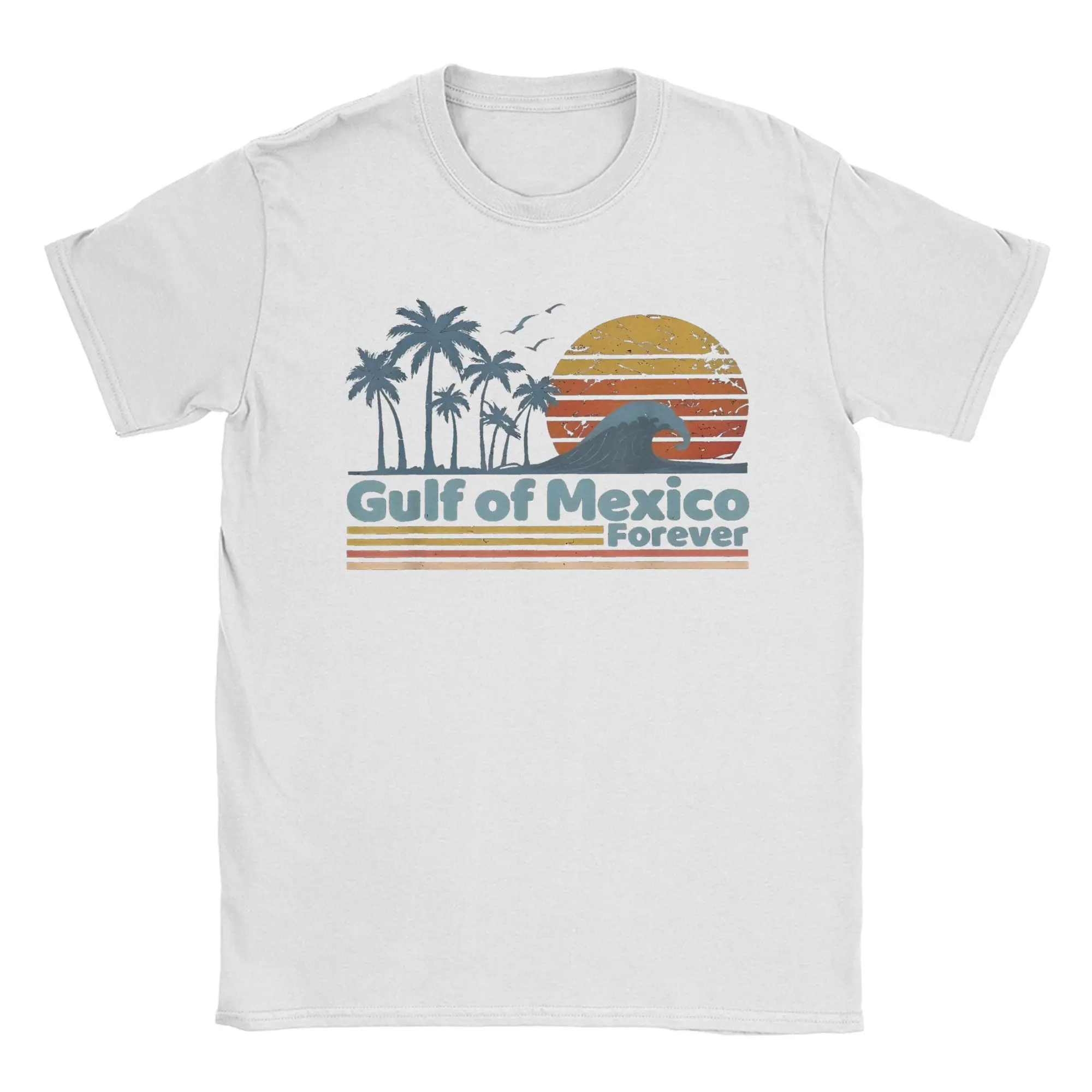 Gulf of Mexico Forever Sunset T Shirts Men 100% Cotton Casual T-Shirt Round Collar Mexican Beach Tee Short Sleeve merch Original