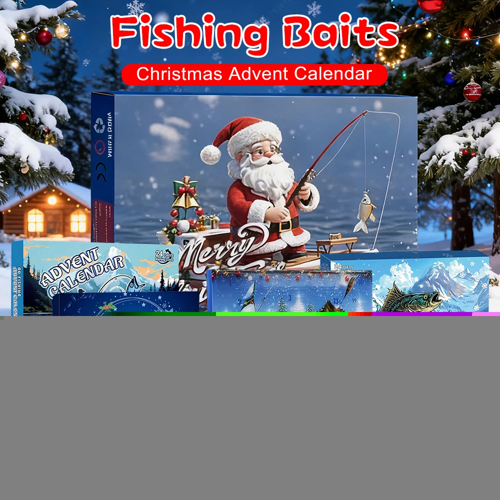 

Christmas Fishing Baits Advent Calendar 2025 Fishing Tackle Set 24 Days Countdown Calendar Fishing Lures Box Gift for Adult Kids