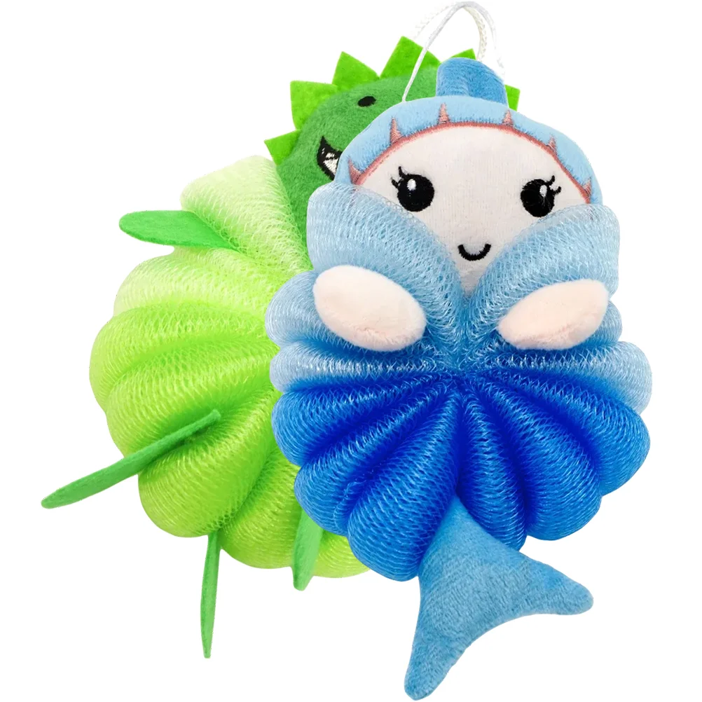 

2 Pcs Children's Bath Ball Animal Toddler Loofahs Baby Rinser Skin Cleaning Scrubber The Bubble