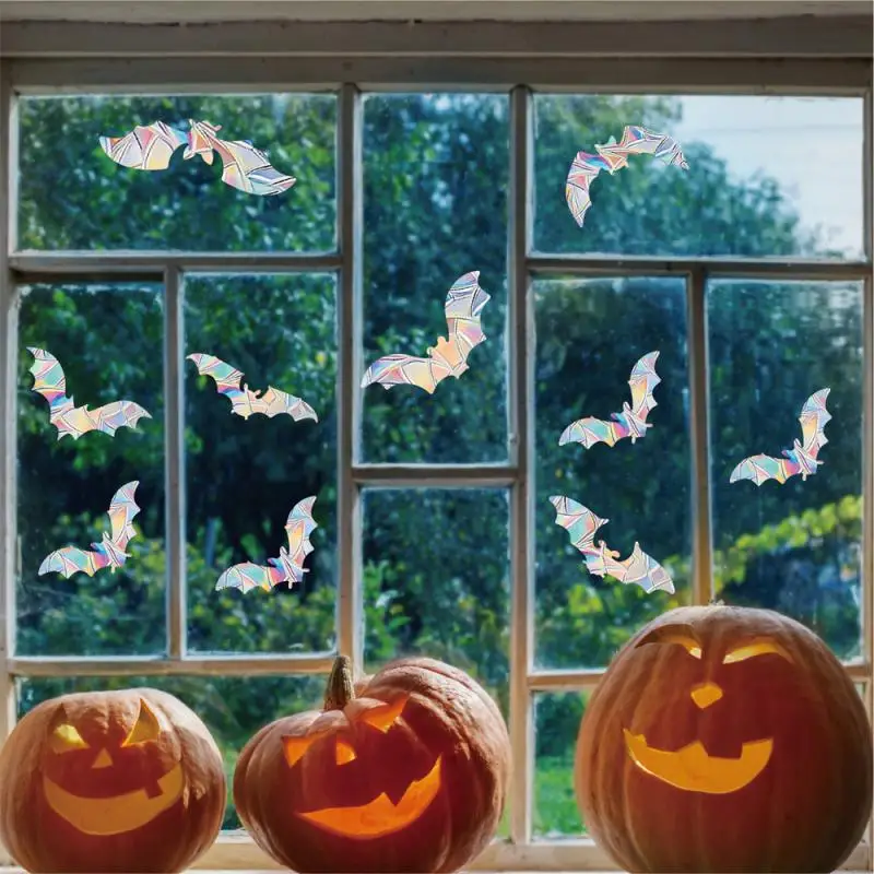 Sun Catcher PVC Self Adhesive Glass Window Stickers Cat Moth Energy Wallpaper Rainbow Prisms Sticker Sunlight Decals