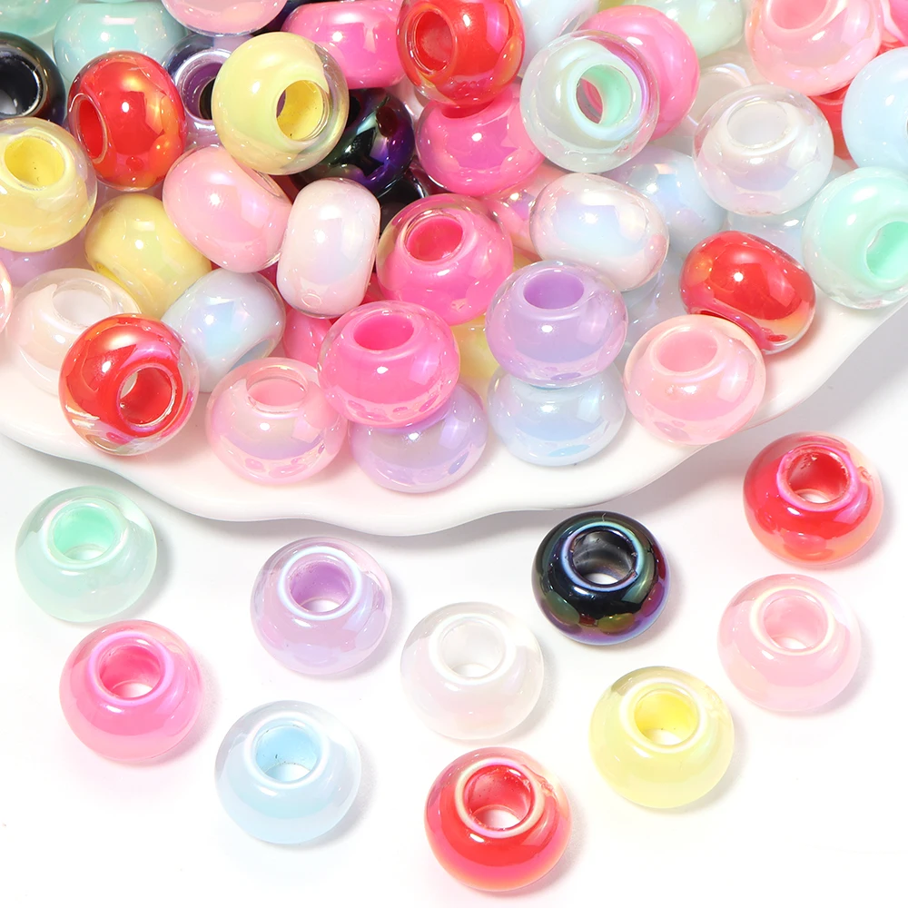 10 Stück/Set UV-beschichtete farbige Acryl-Abakusperlen mit großem Loch, lose Abstandsperlen für Schmuckherstellung, DIY-Armband- und Halskettenzubehör – Detail 6