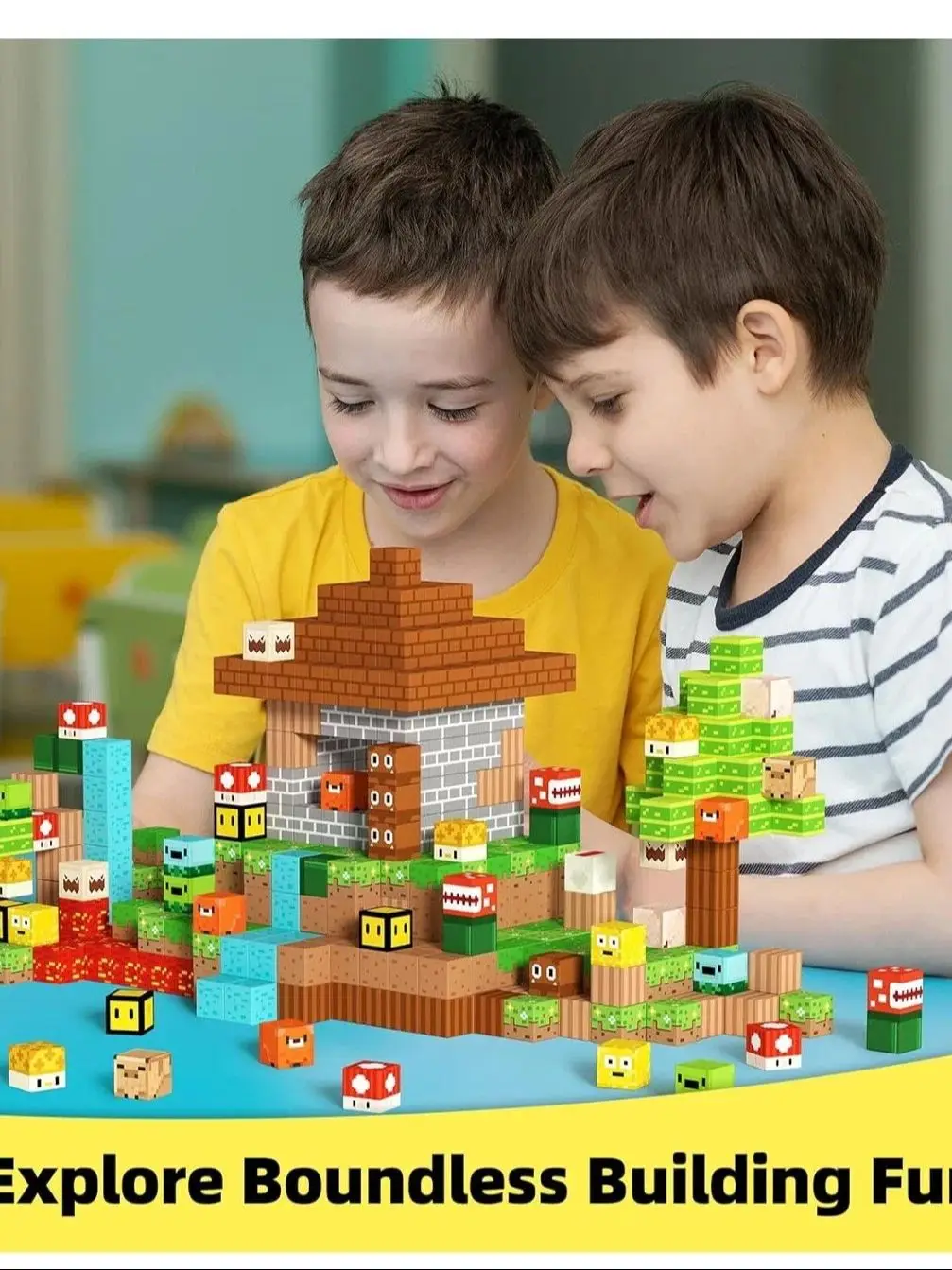 25-128 stuksMagnetische blokken (magnetische kubussen) – STEM-speelgoed voor kinderen 3+. Stapelbare, perfecte Halloween-/kerstcadeaus voor jongens en meisjes