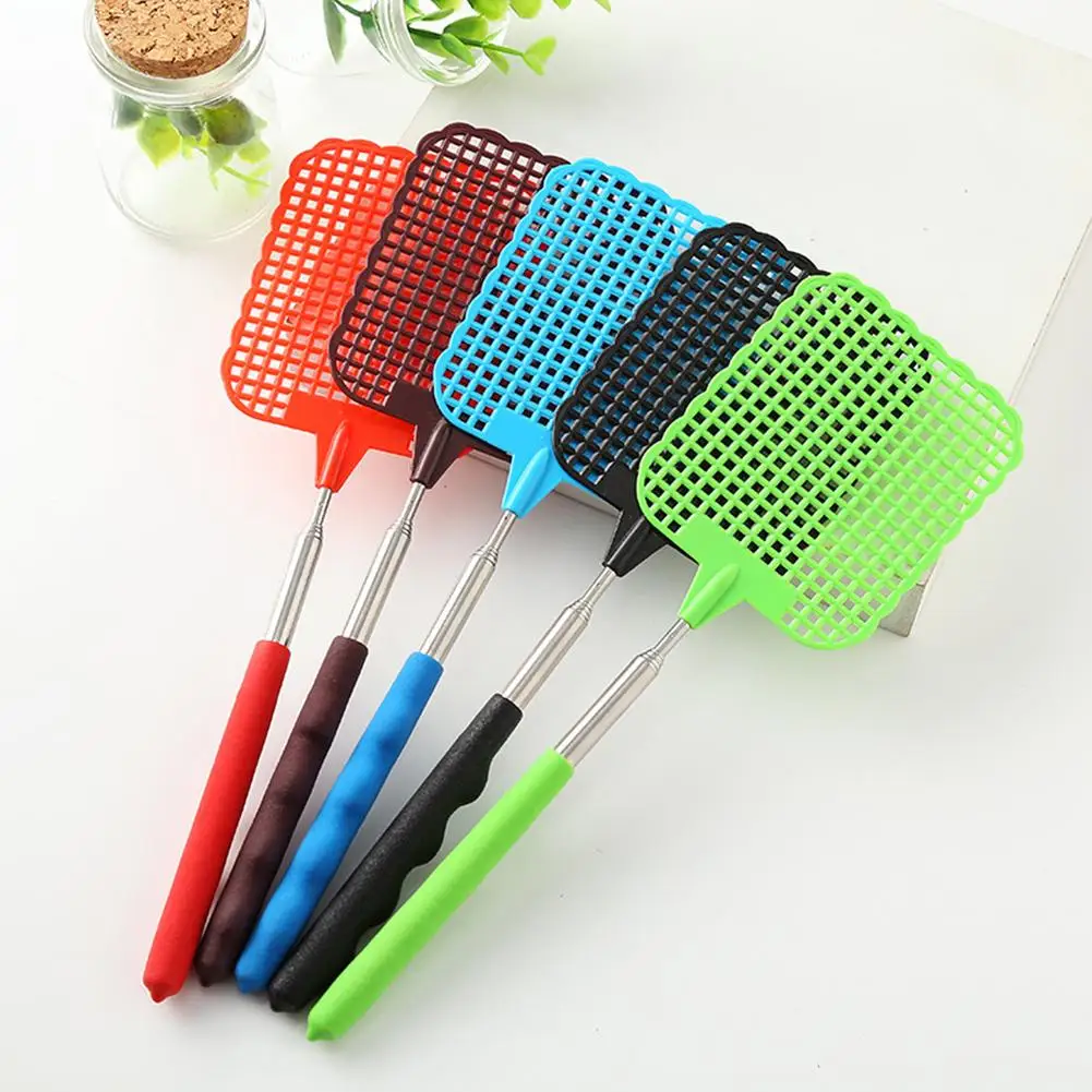 Adjustable Plastic Fly Swatter Home Long Handle Flyswatter Flapper Insect Killer for Home Accessories