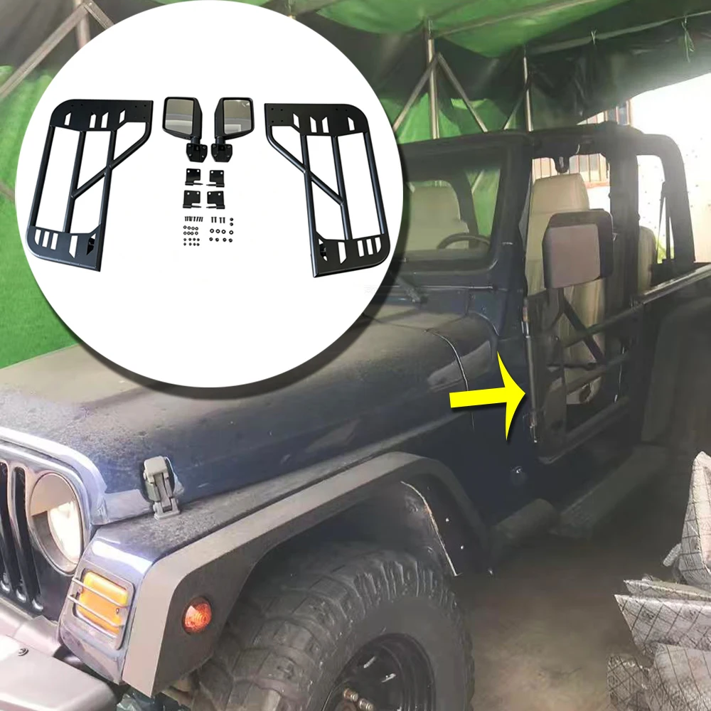 Half Doors Steel Black with 2 Mirrors For Jeep Wrangler TJ 1997-2006 2-Door T010 SXMA - view 3