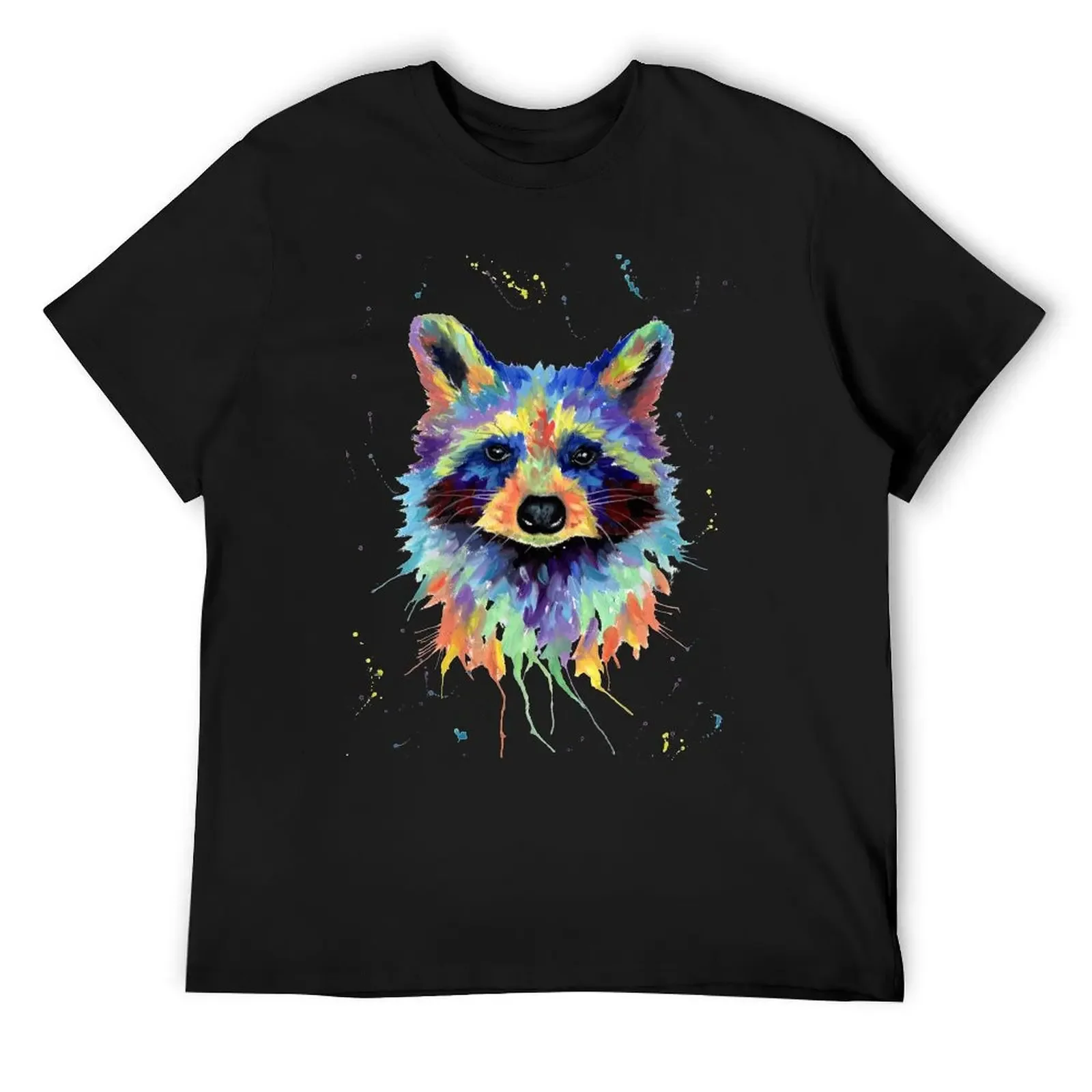 

Multicolour Raccoon by Sarah Stribbling T-Shirt street wear summer clothes custom t shirt big and tall t shirts for men