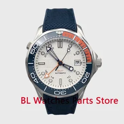 BL 41mm White Dial Men's Mechanical Wristwatches NH34 GMT DG3804 Automatic Sapphire Glass Orange Ceramic Bezel Screw Down Crown