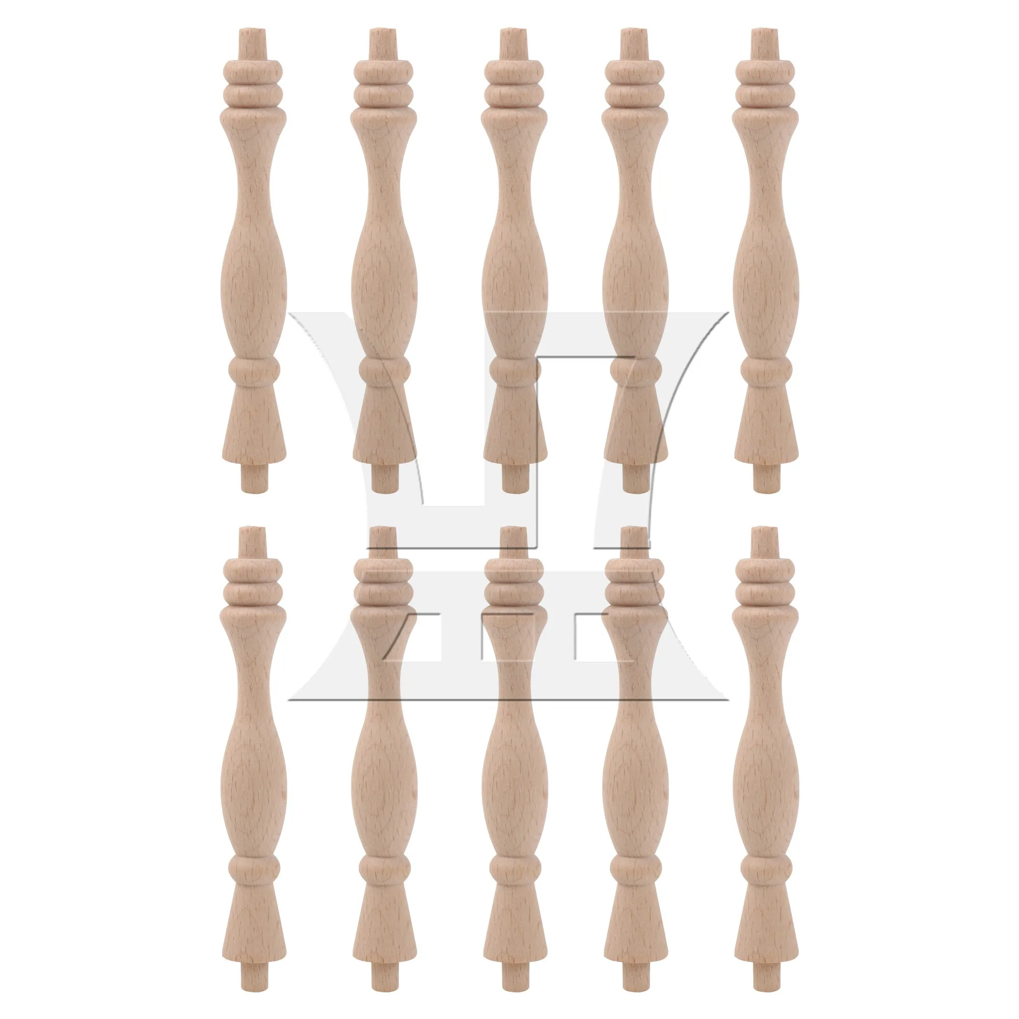 

10 Pieces Unpainted Wooden Baluster Spindles for DIY Woodworking 5.3 Inch Set