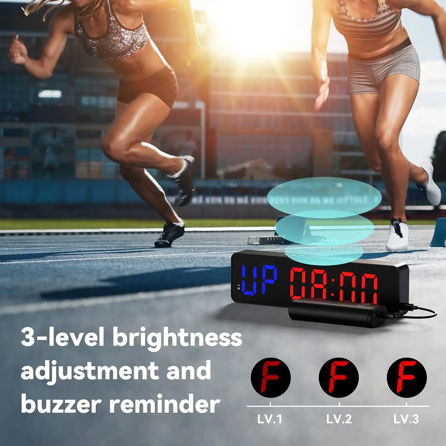 Digital Stopwatch LED Gym Timer Workout Colck Count Down/Up 11.5\