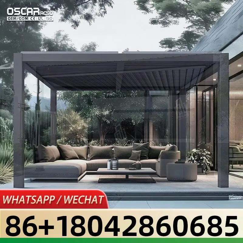 100 Percent Waterproof Motorized Louvered Aluminium Outdoor Gazebo for Leisure Garden Ideal for Backyard Patio and Poolside  per